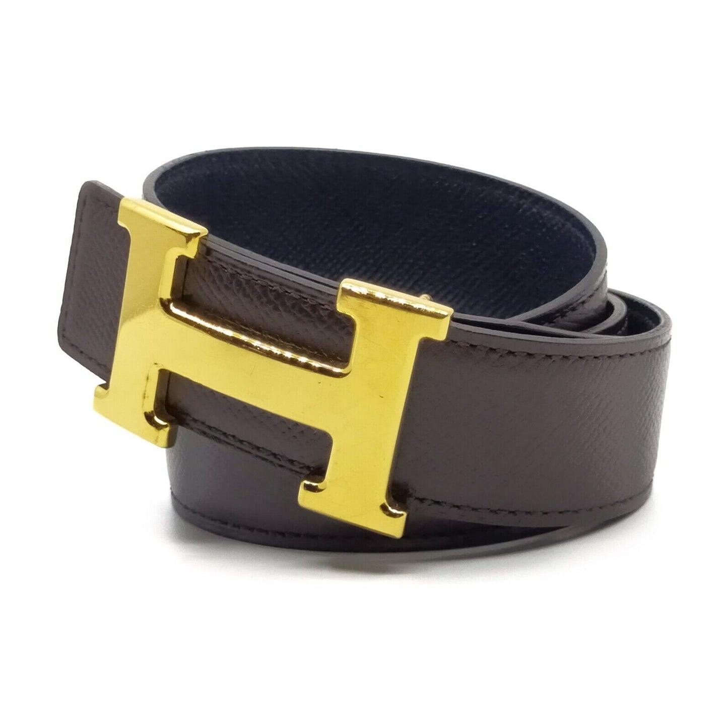 Hermes H Gold Buckle Reversible Belt