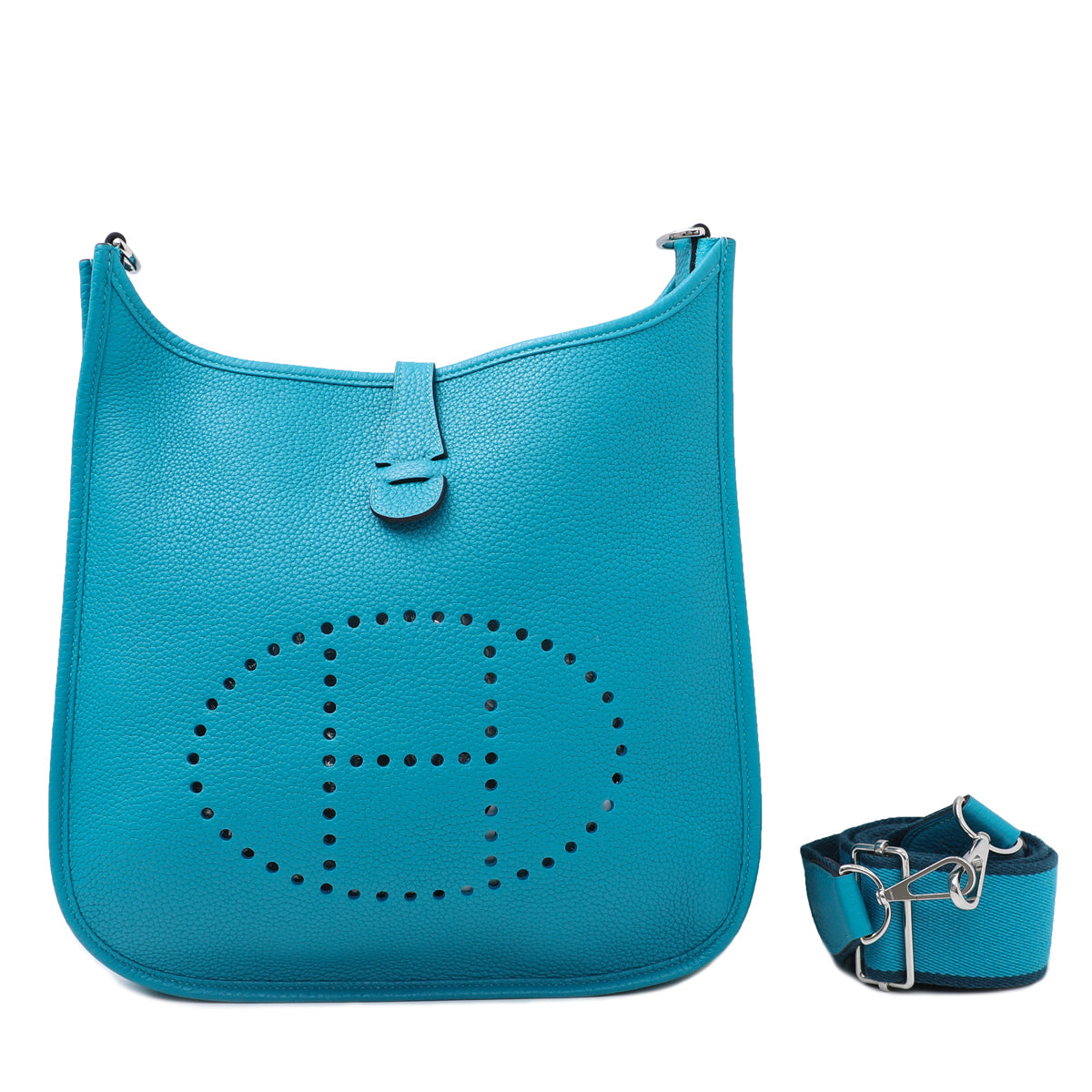 Hermes Turquoise Togo Evelyne III Bag