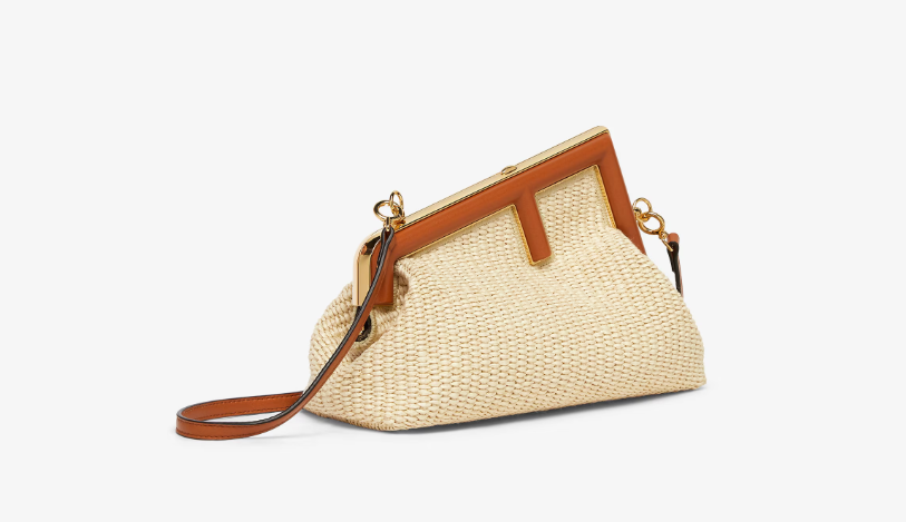 Fendi First Small Natural straw bag