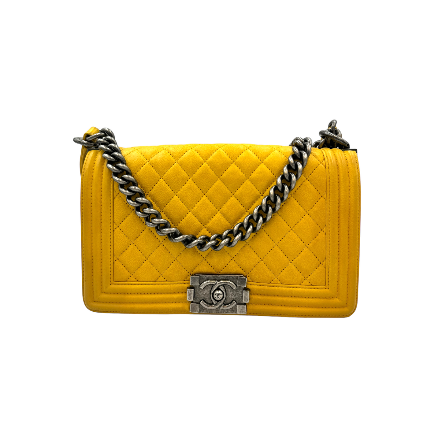 Chanel Boy Medium Yellow Calfskin Ruthenium