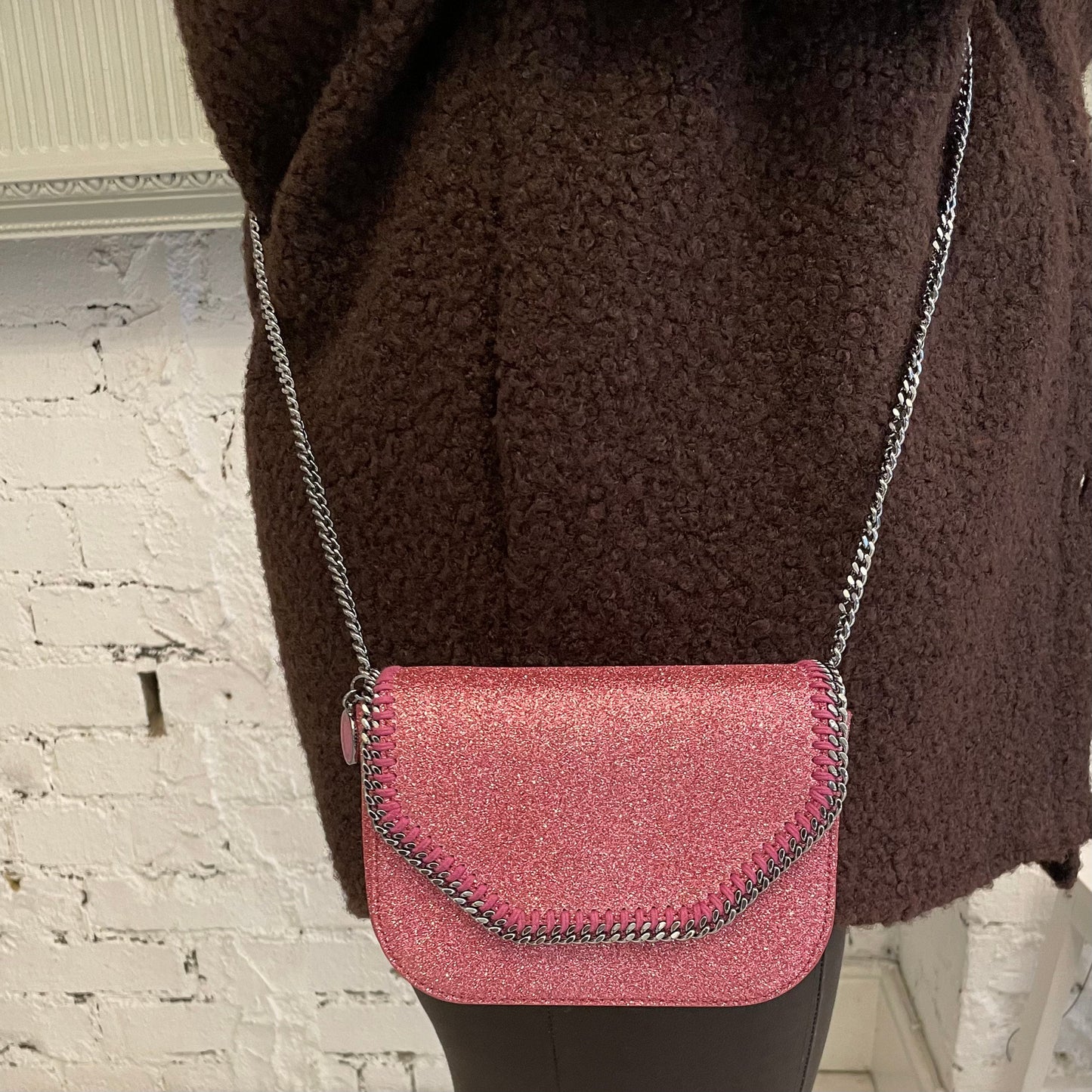 Stella McCartney Mini Box Falabella Glitter Pink