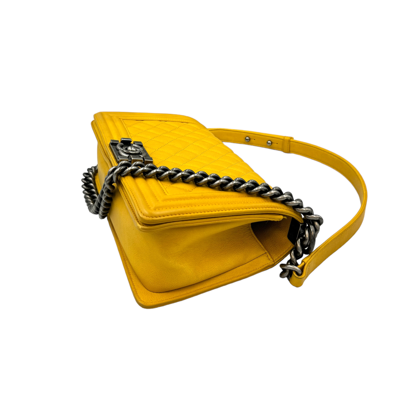 Chanel Boy Medium Yellow Calfskin Ruthenium