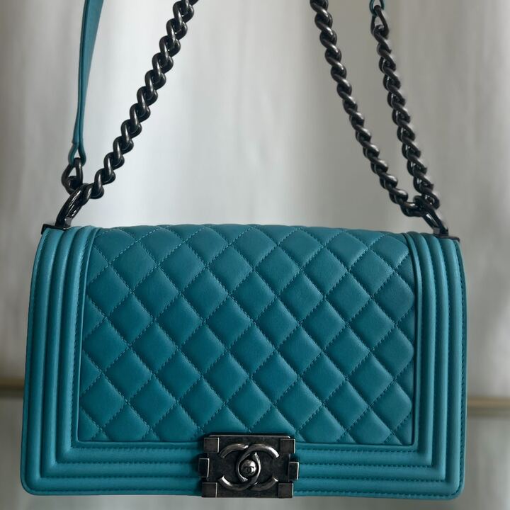 CHANEL Boy Chanel Medium Teal Lambskin