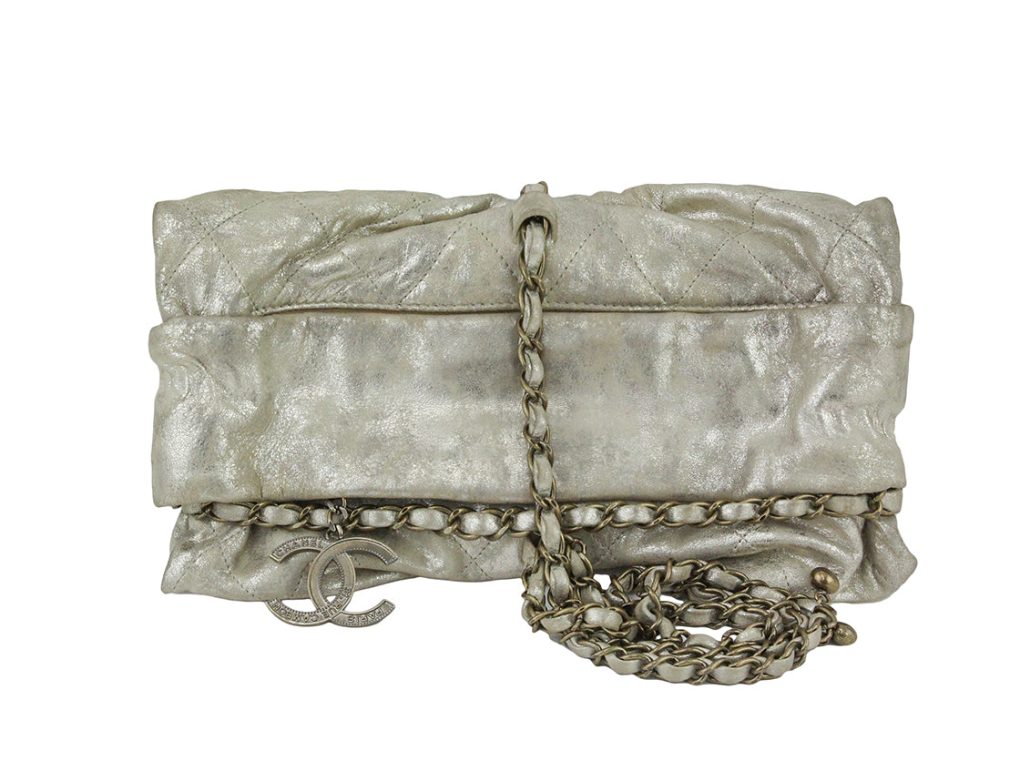 Chanel Metallic Light Gold Baluchon Clutch Bag