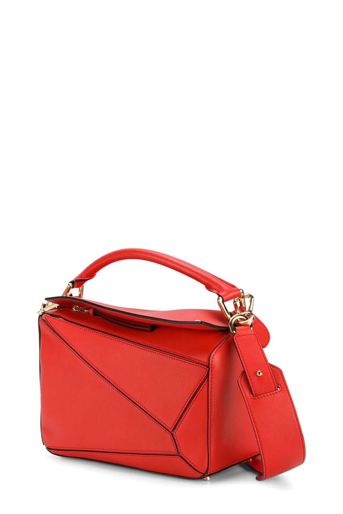 Small Puzzle Bag Red with Gold Hardware