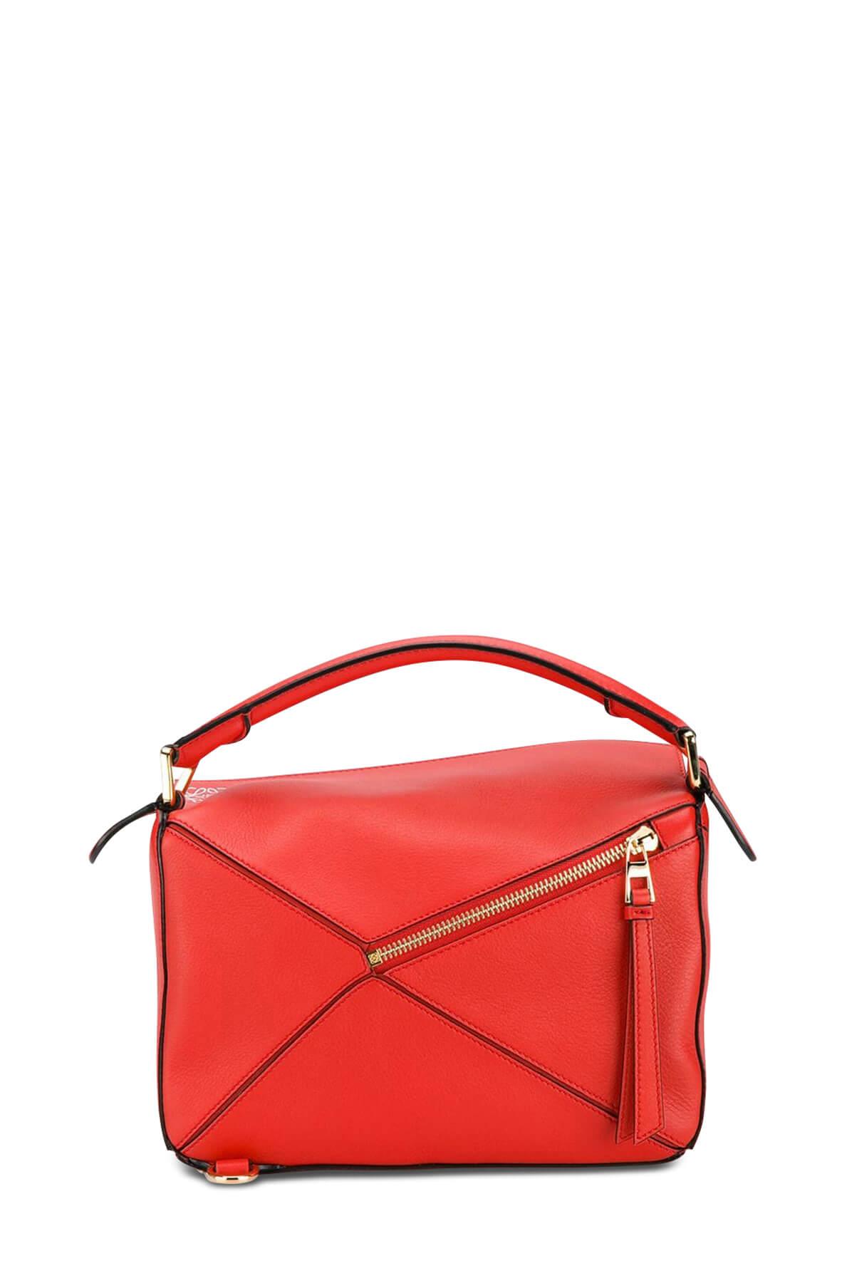 Small Puzzle Bag Red with Gold Hardware