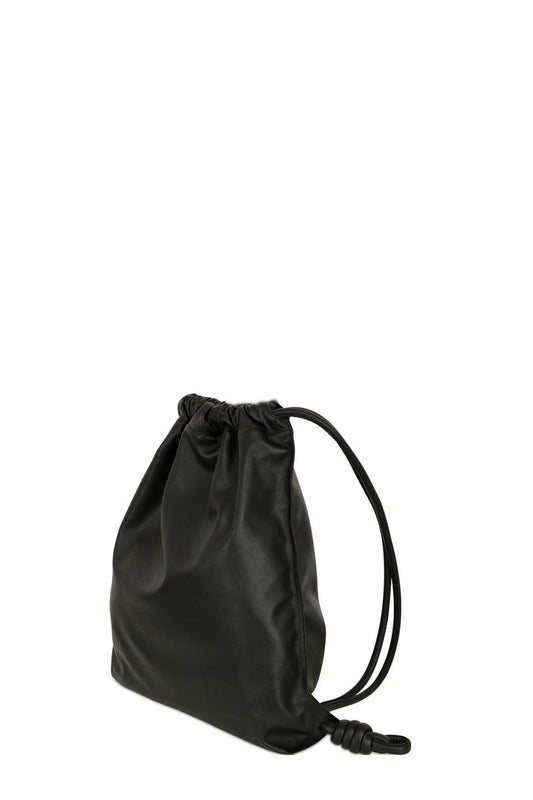 Yago Leather Drawstring Backpack Black