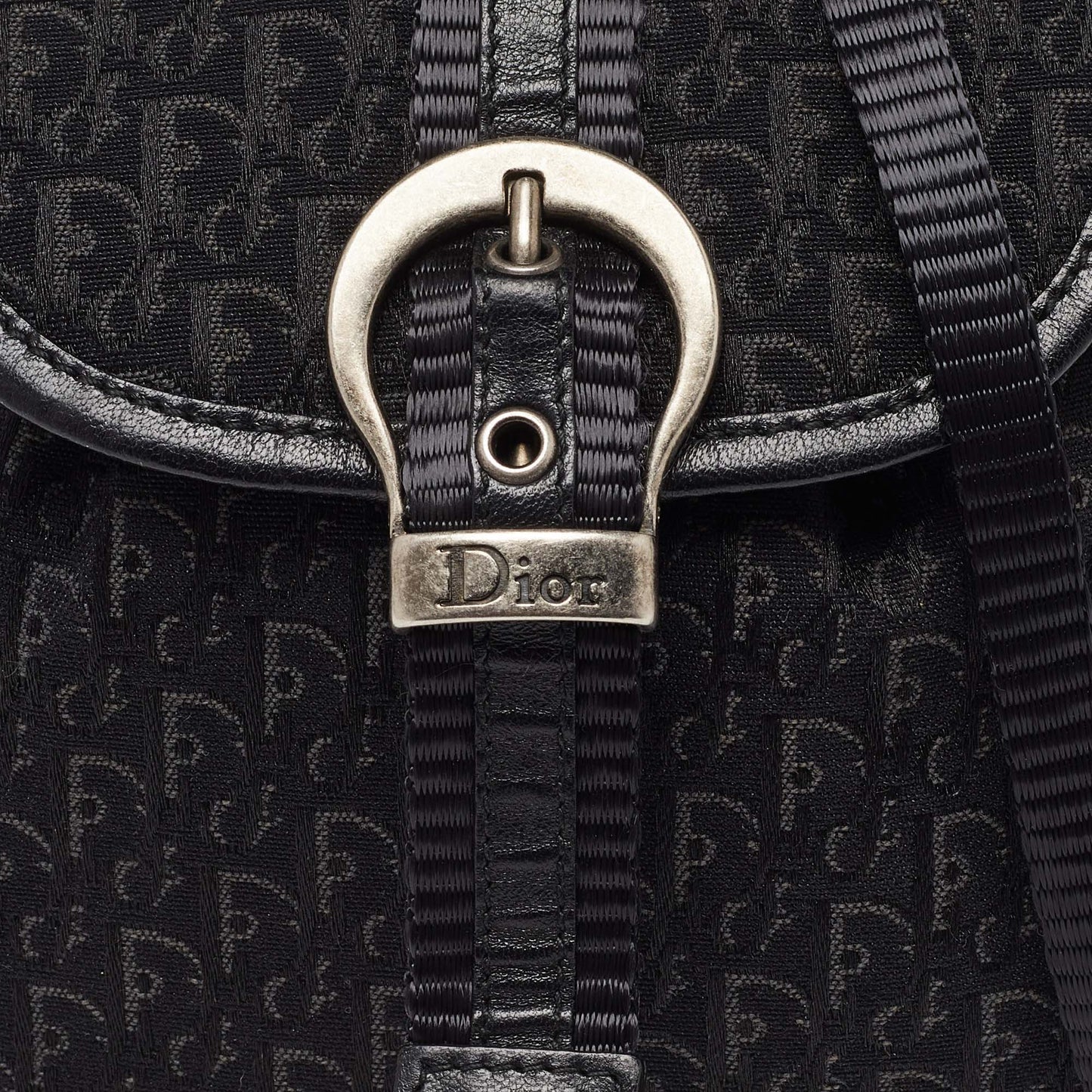 DIOR Black Oblique Canvas and Leather Mini Crossbody Bag