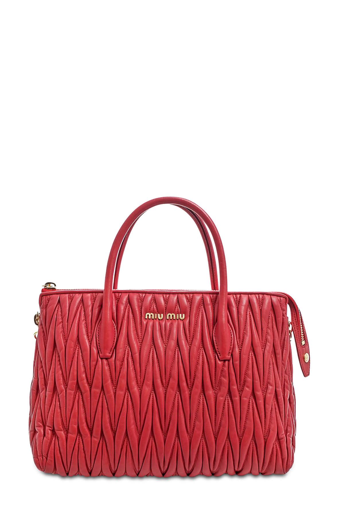 Matelasse Rosso Top Handle Bag