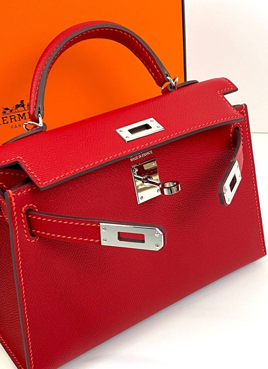 Hermes Kelly 20 Mini Sellier Bag red Epsom Gold Hardware