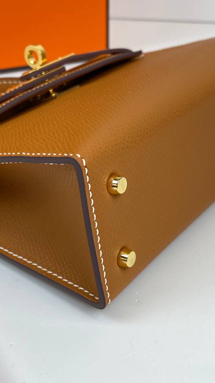 Hermes Kelly 20 Mini Sellier Bag brown Epsom Gold Hardware