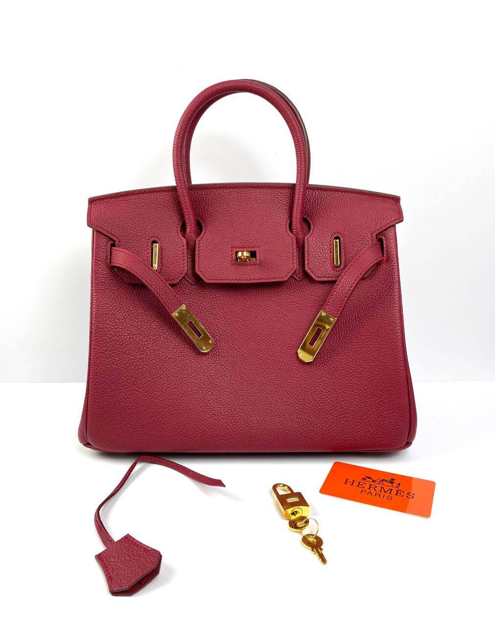 Hermes Birkin 30 Biscuit Togo Leather red Gold Hardware