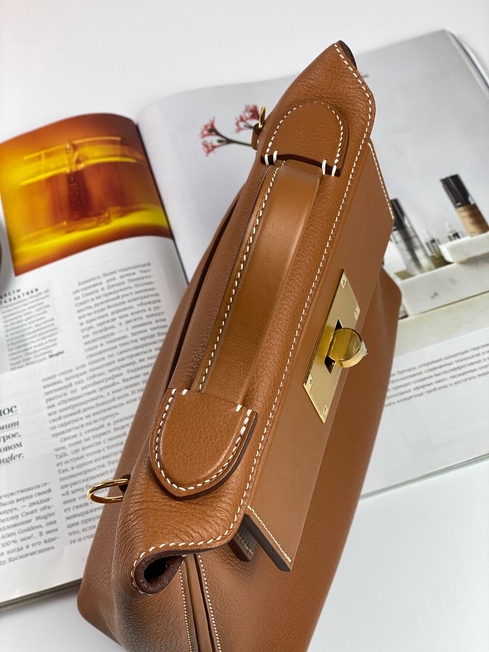 Hermes 24/24 Bag Evercolor with Swift 21  brown Gold Hardware