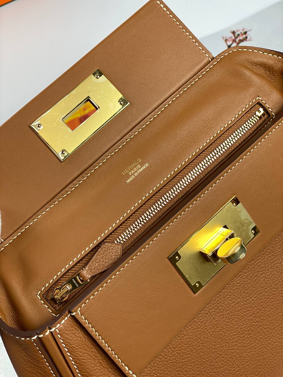 Hermes 24/24 Bag Evercolor with Swift 21  brown Gold Hardware