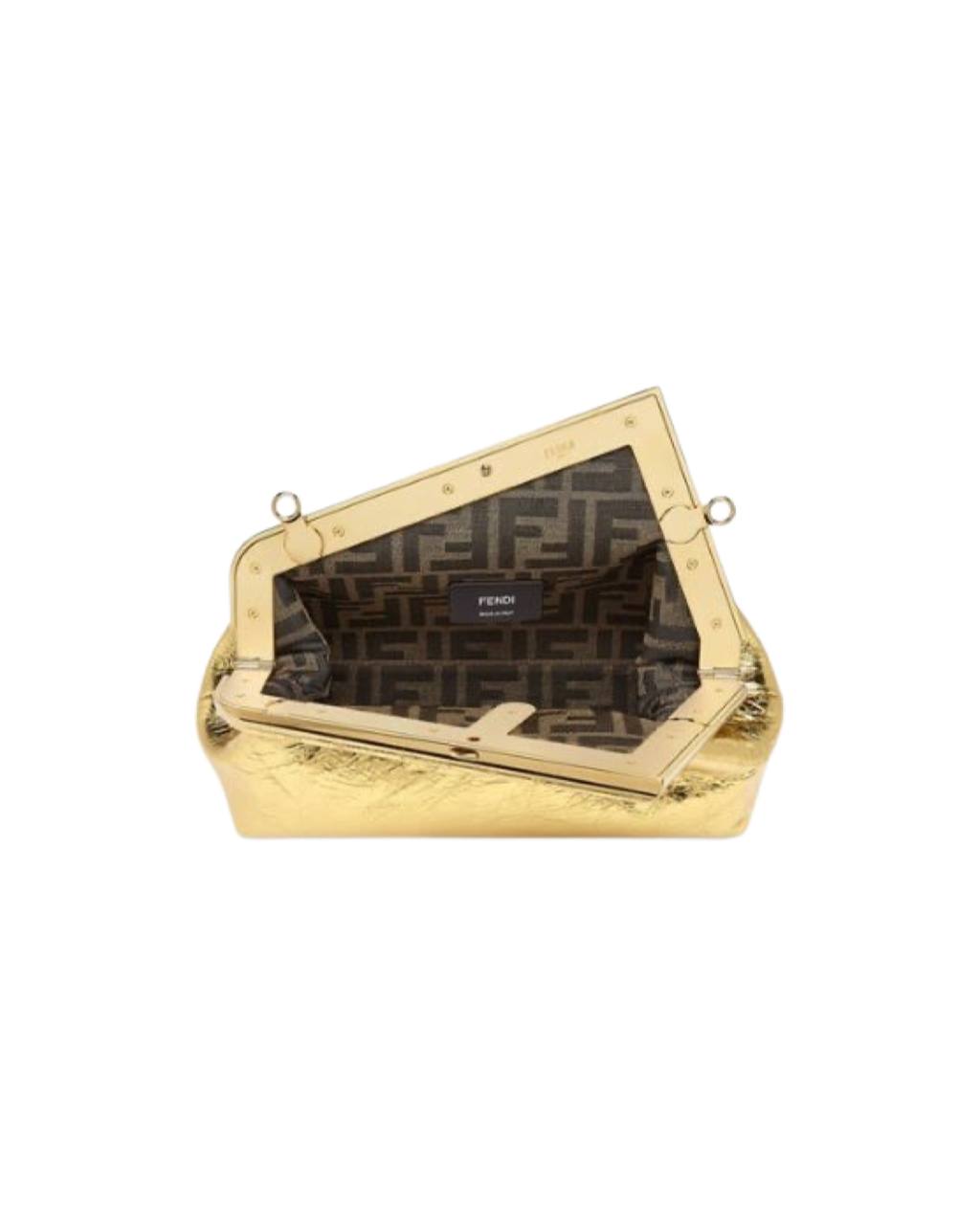 Fendi First Small Gold Laminated Leather Bag