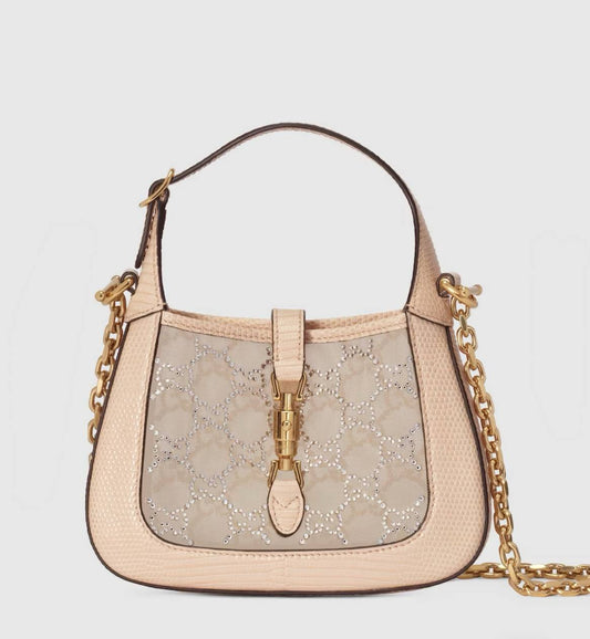 Gucci JACKIE 1961 MINI CRYSTAL GG LIZARD BAG