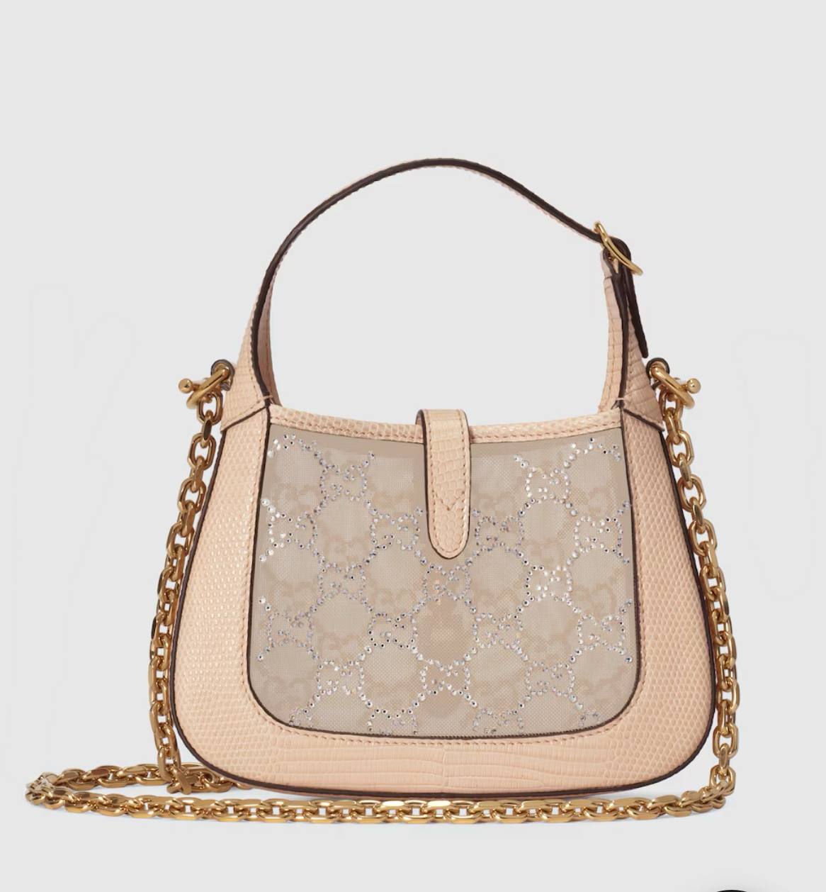 Gucci JACKIE 1961 MINI CRYSTAL GG LIZARD BAG