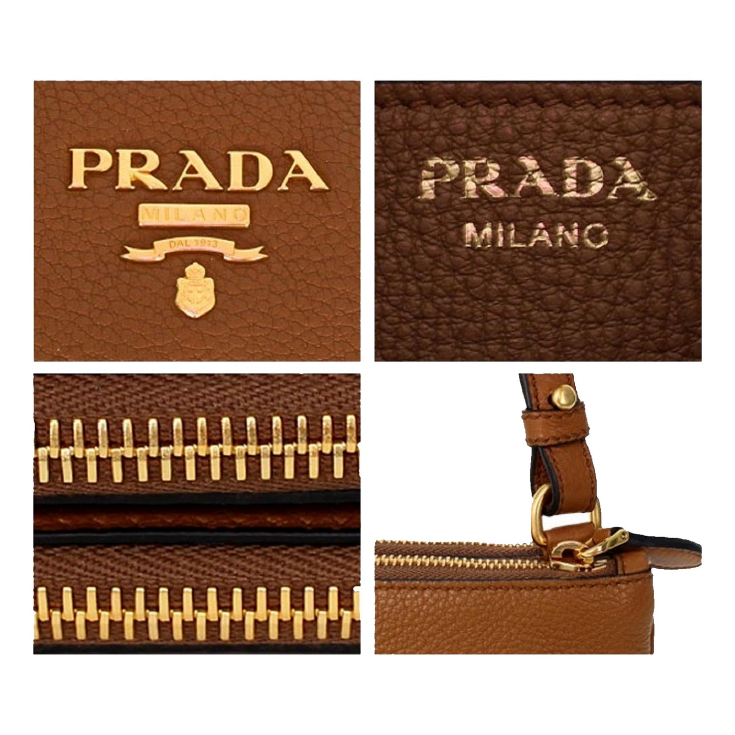 Prada Vitello Phenix Cannella Brown Leather Crossbody Bag