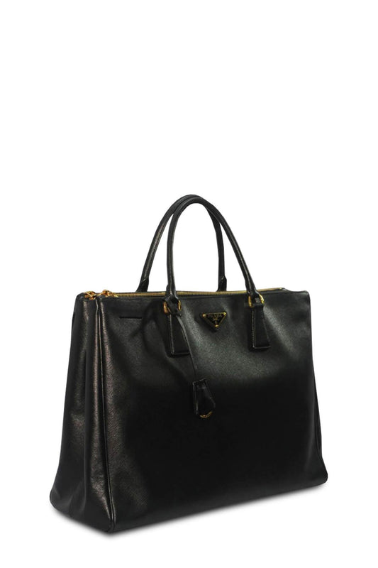 Maxi Saffiano Lux Double Zip Tote Black