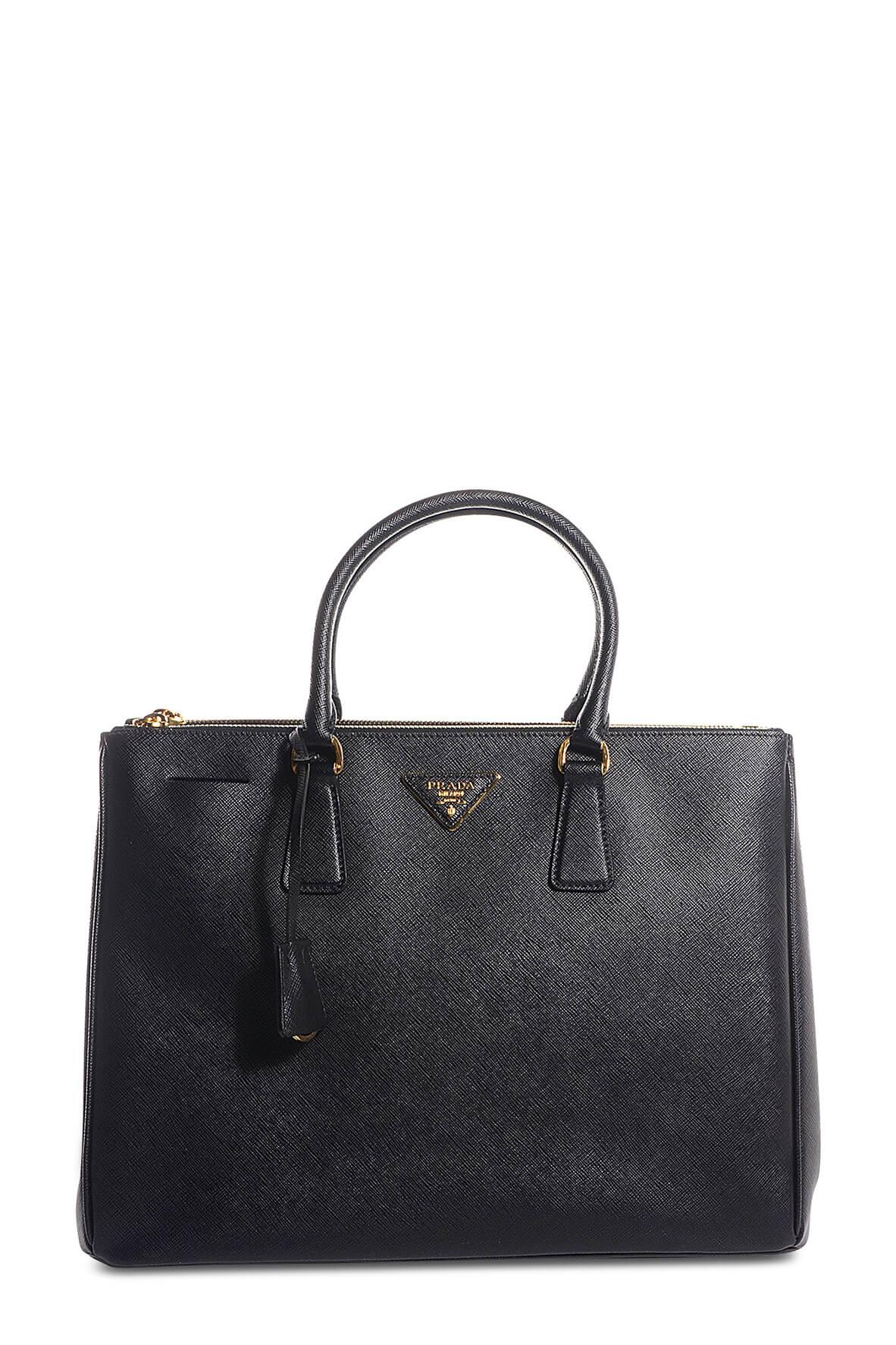 Maxi Saffiano Lux Double Zip Tote Black