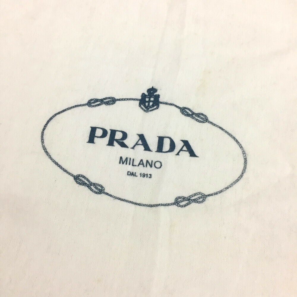 PRADA Logo Plate Blue Leather Tote Bag