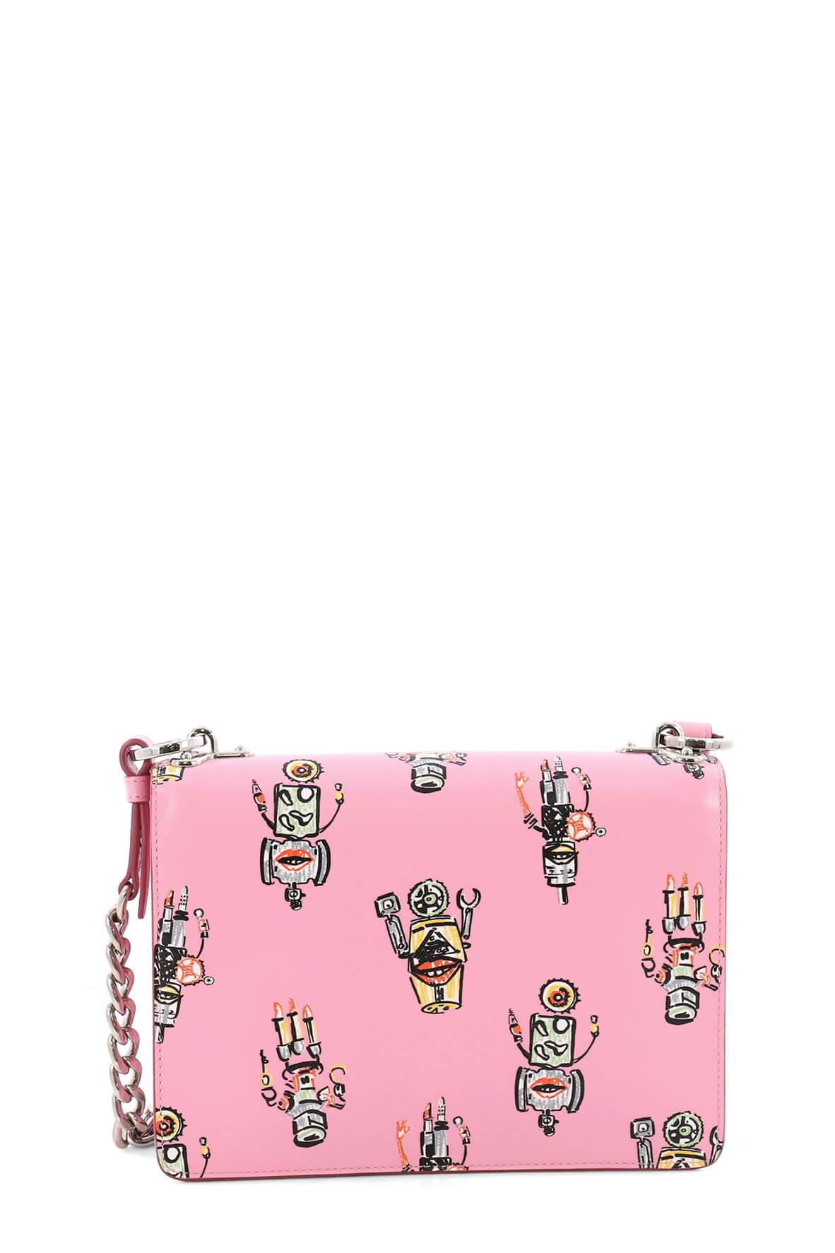 Printed Saffiano Pushlock Bag Pink Animation