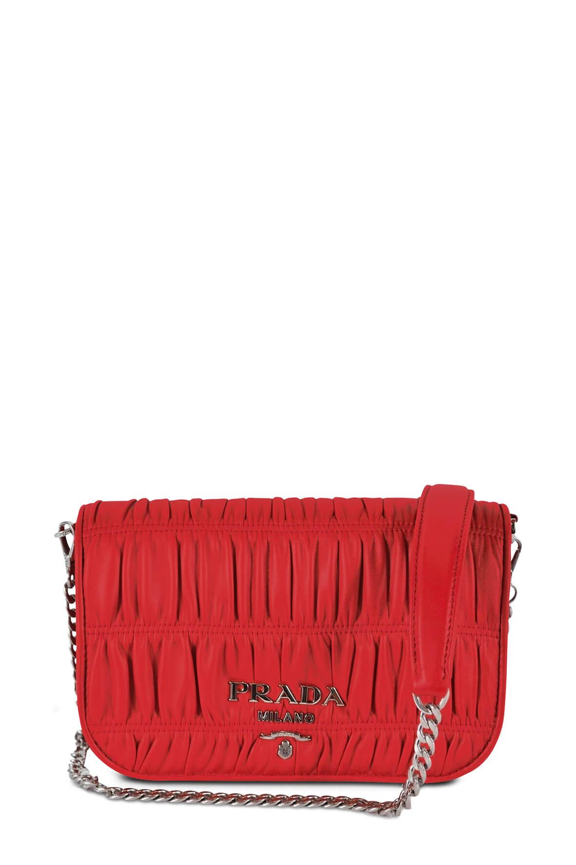 Nappa Gaufre Crossbody Flap Bag Red