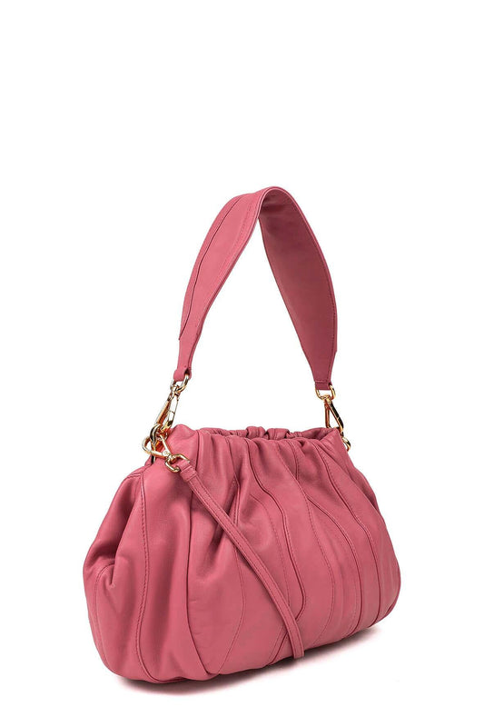 Nappa Stripes Hobo Bag Pink