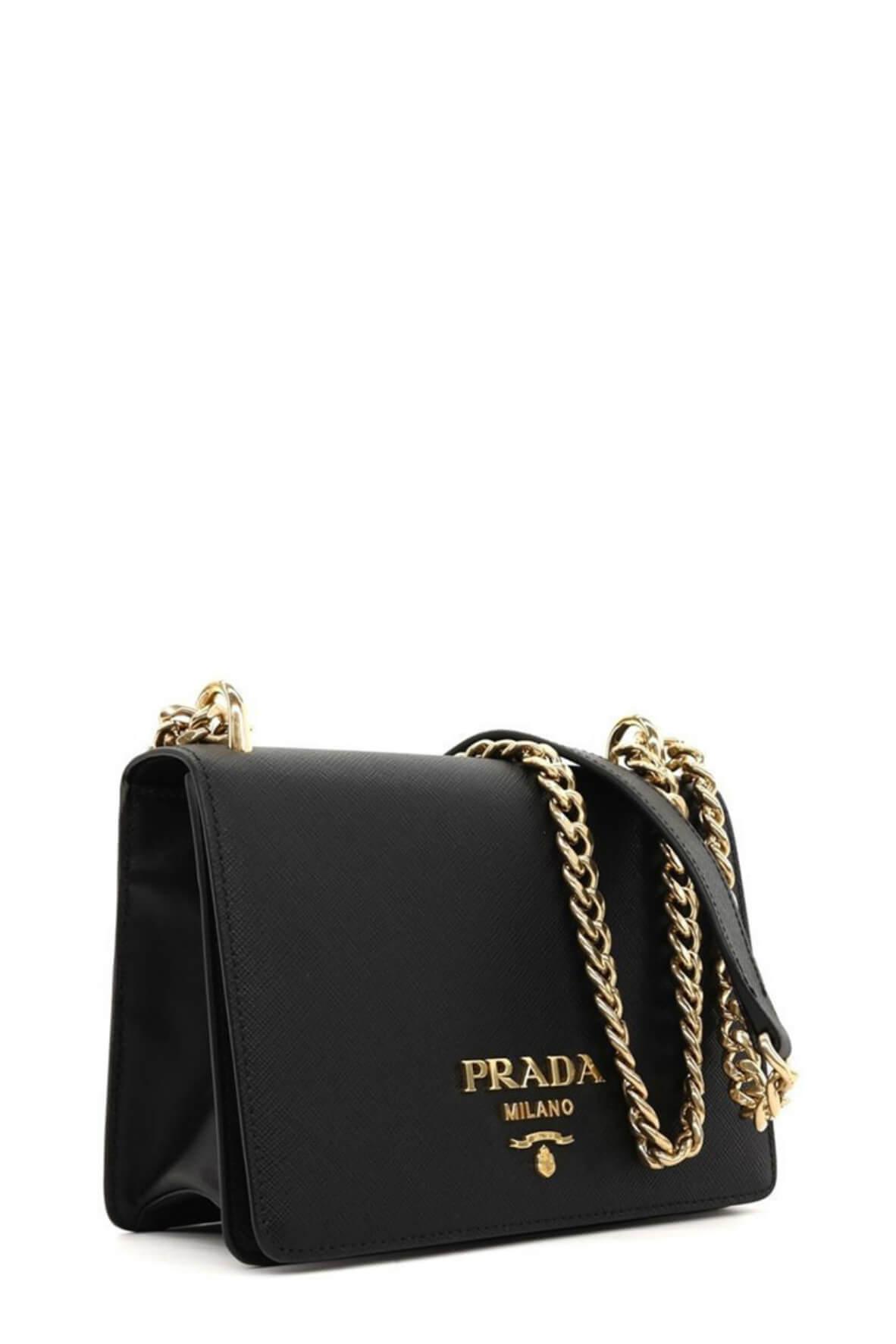 Saffiano Chain Convertible Crossbody Black