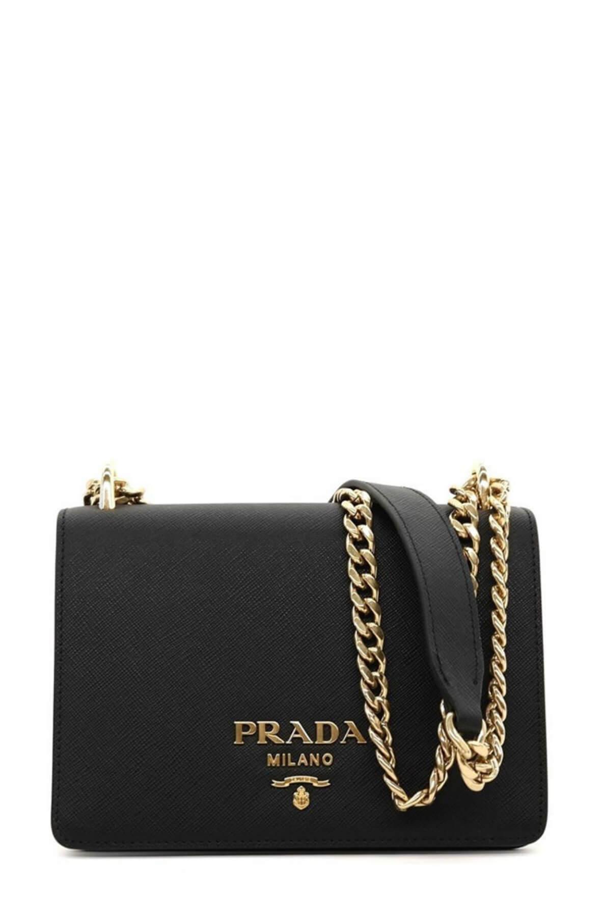 Saffiano Chain Convertible Crossbody Black