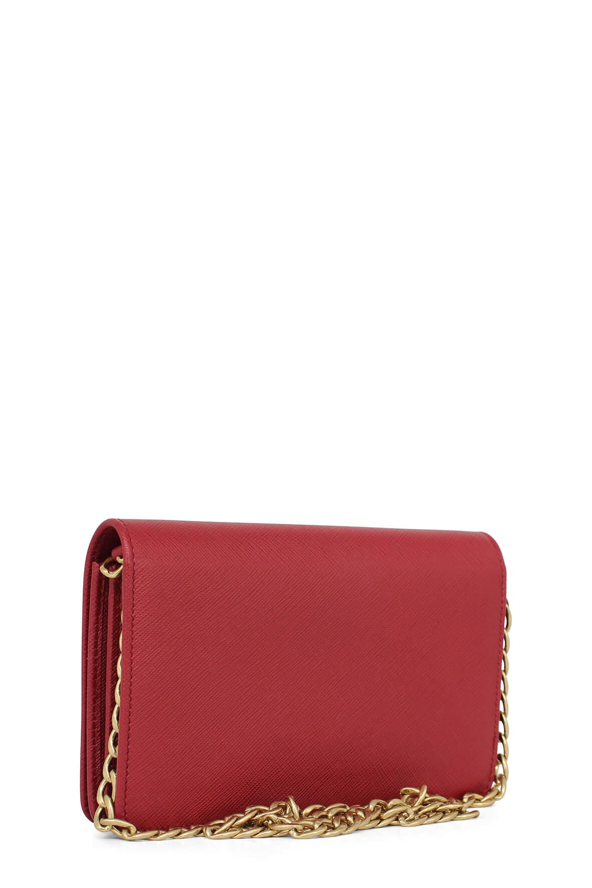 Saffiano Chain Crossbody Red