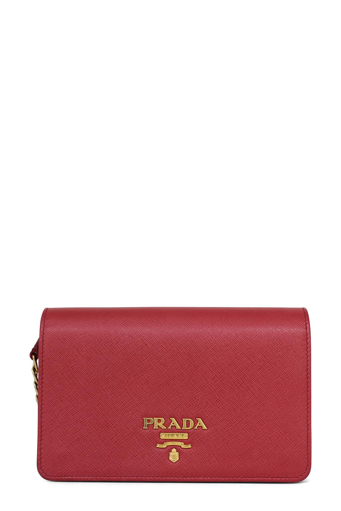 Saffiano Chain Crossbody Red