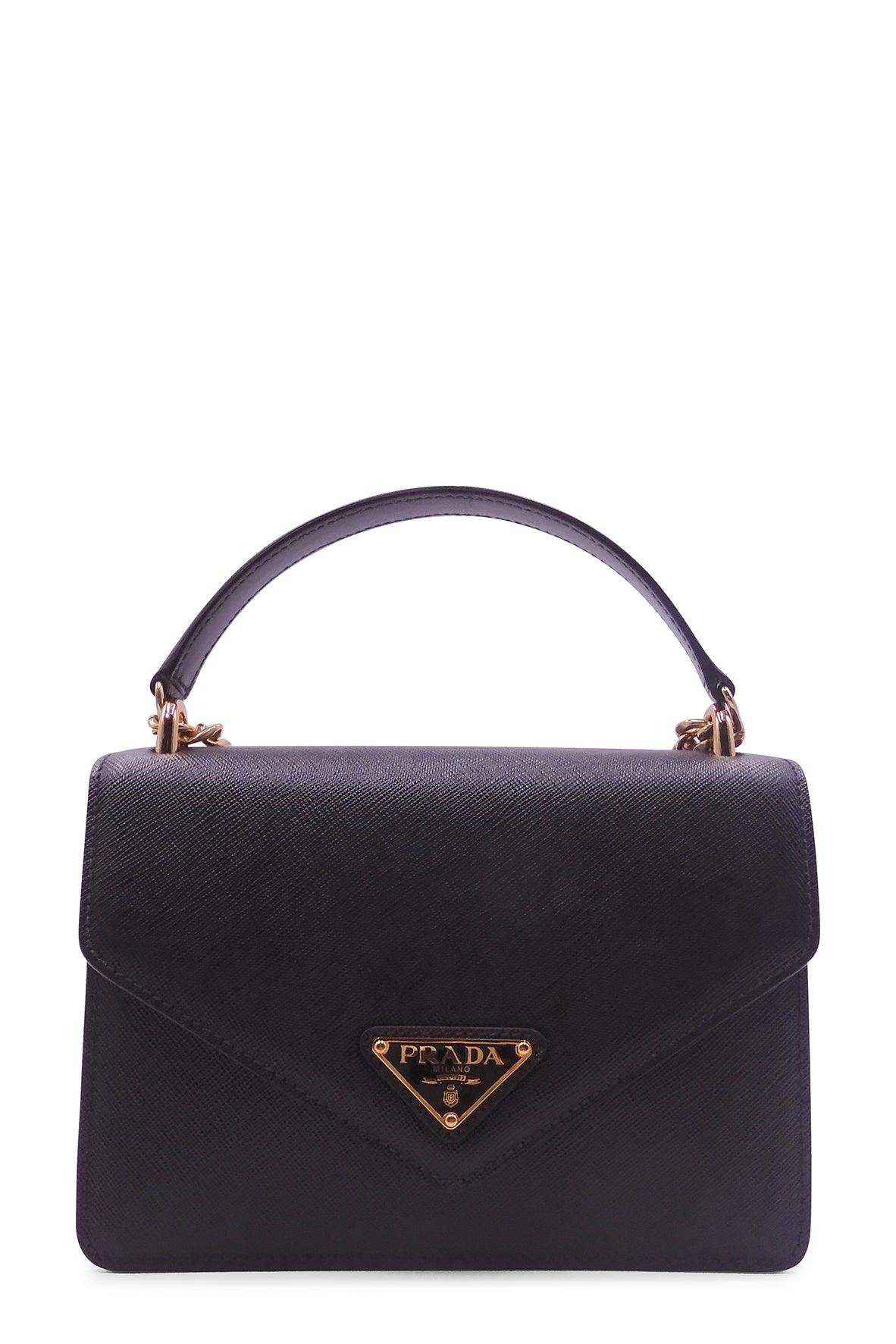 Saffiano Envelope Chain Shoulder Bag Nero