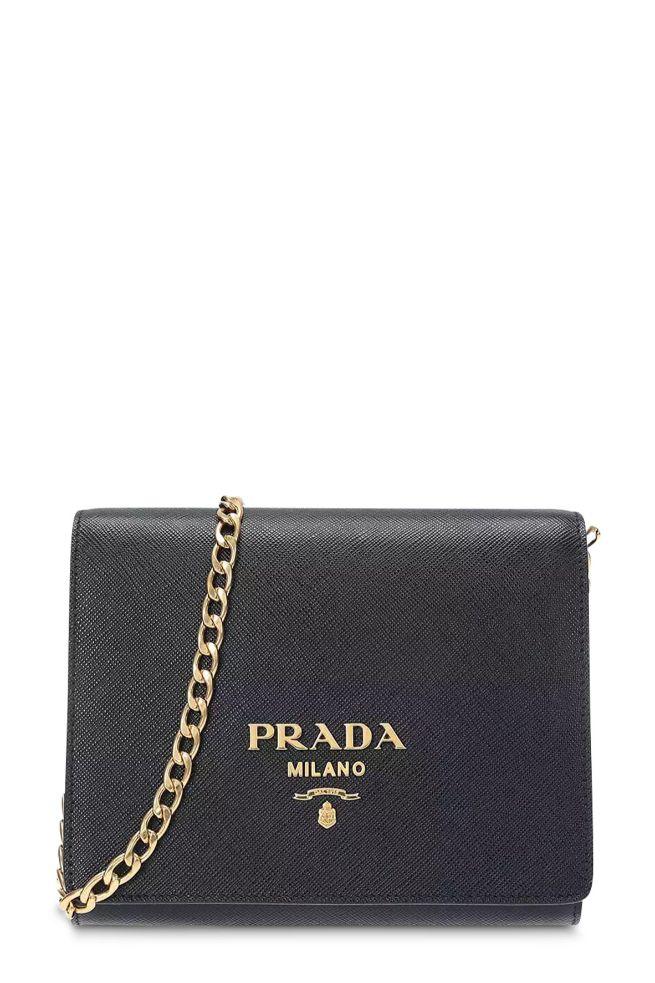 Saffiano Lux Bandoliera Shoulder Bag Black