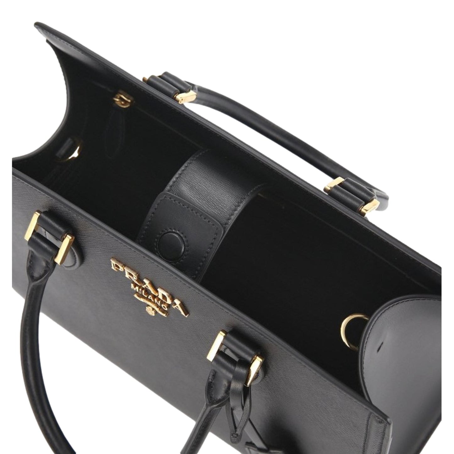 Prada Saffiano Lux Black Leather Large Crossbody Satchel Bag