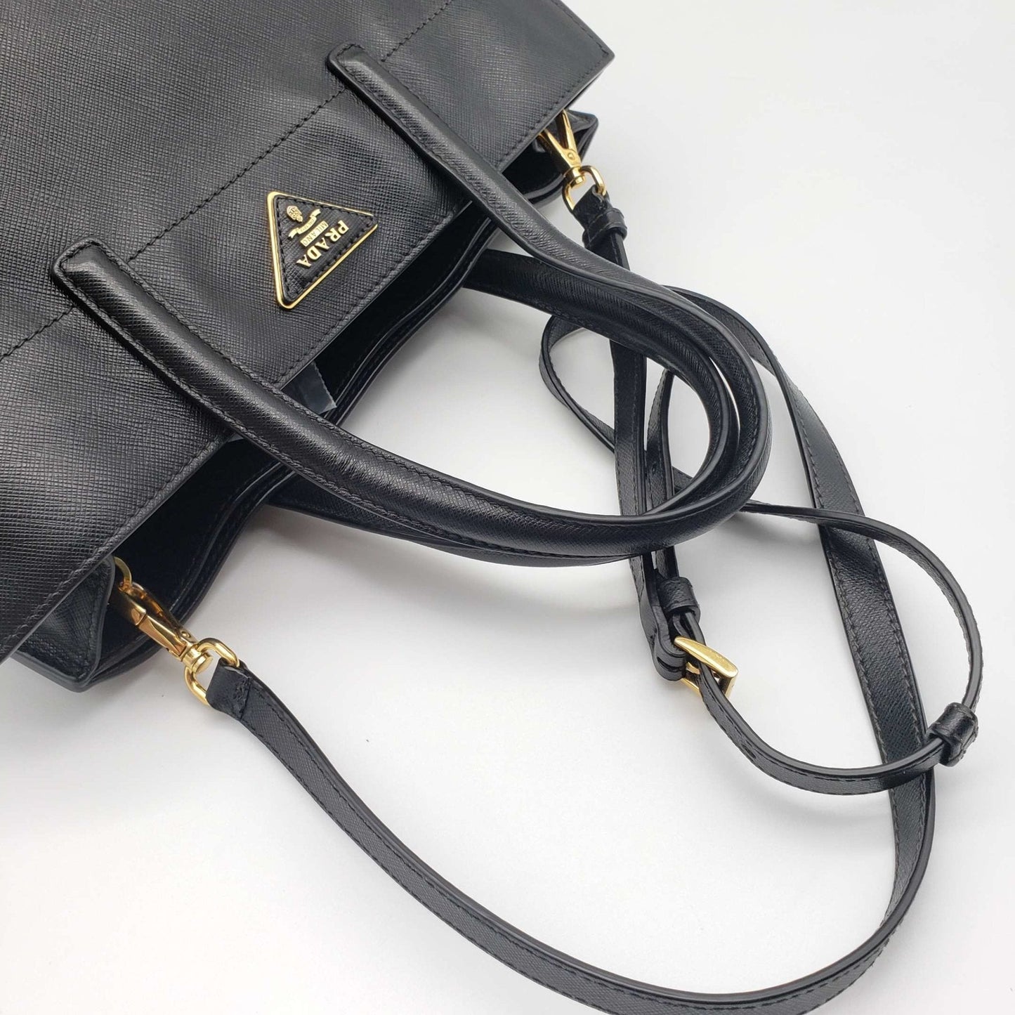 Prada Saffiano Triple Pocket Nero Black Shoulder Bag