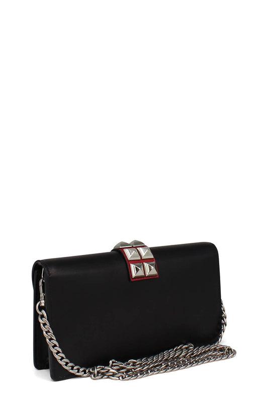 Studded Wallet on Chain Black