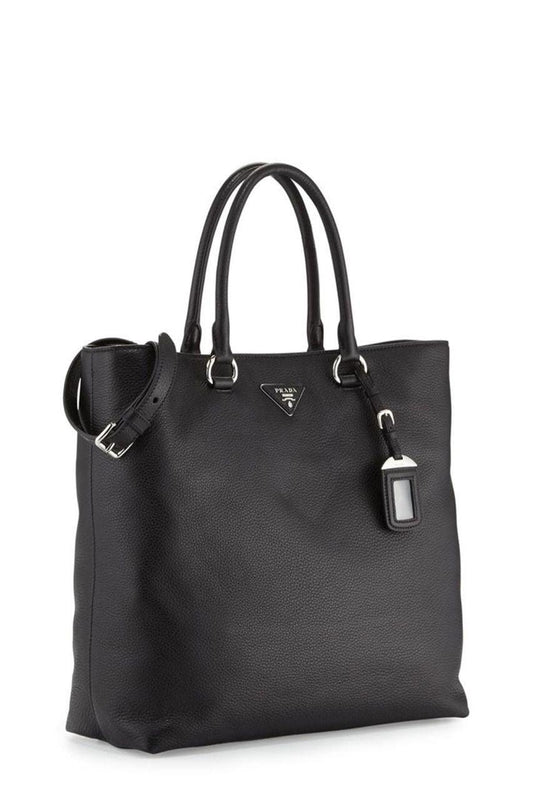 Vitello Daino Shopping Tote Black