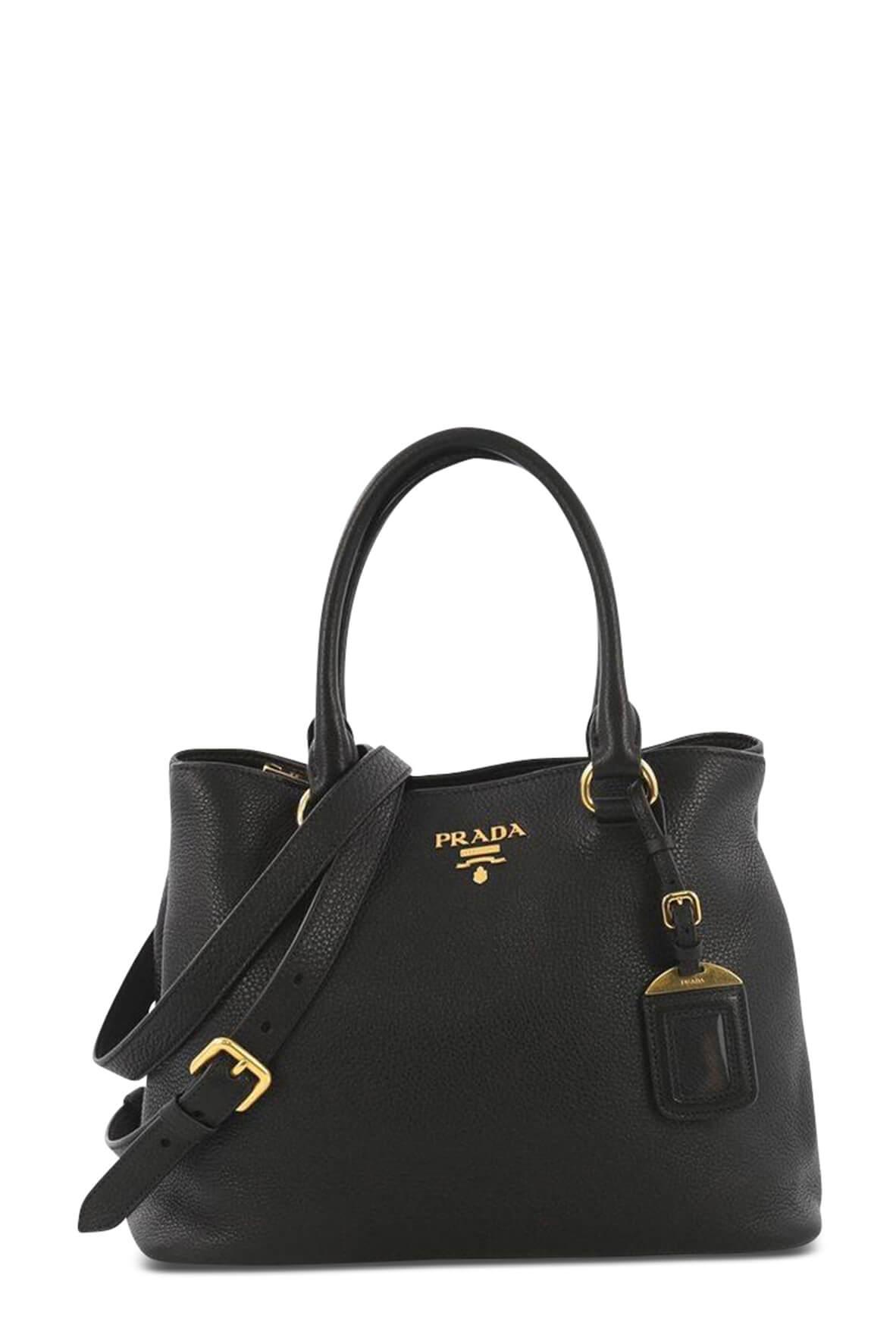 Vitello Daino Small Shopping Tote Black