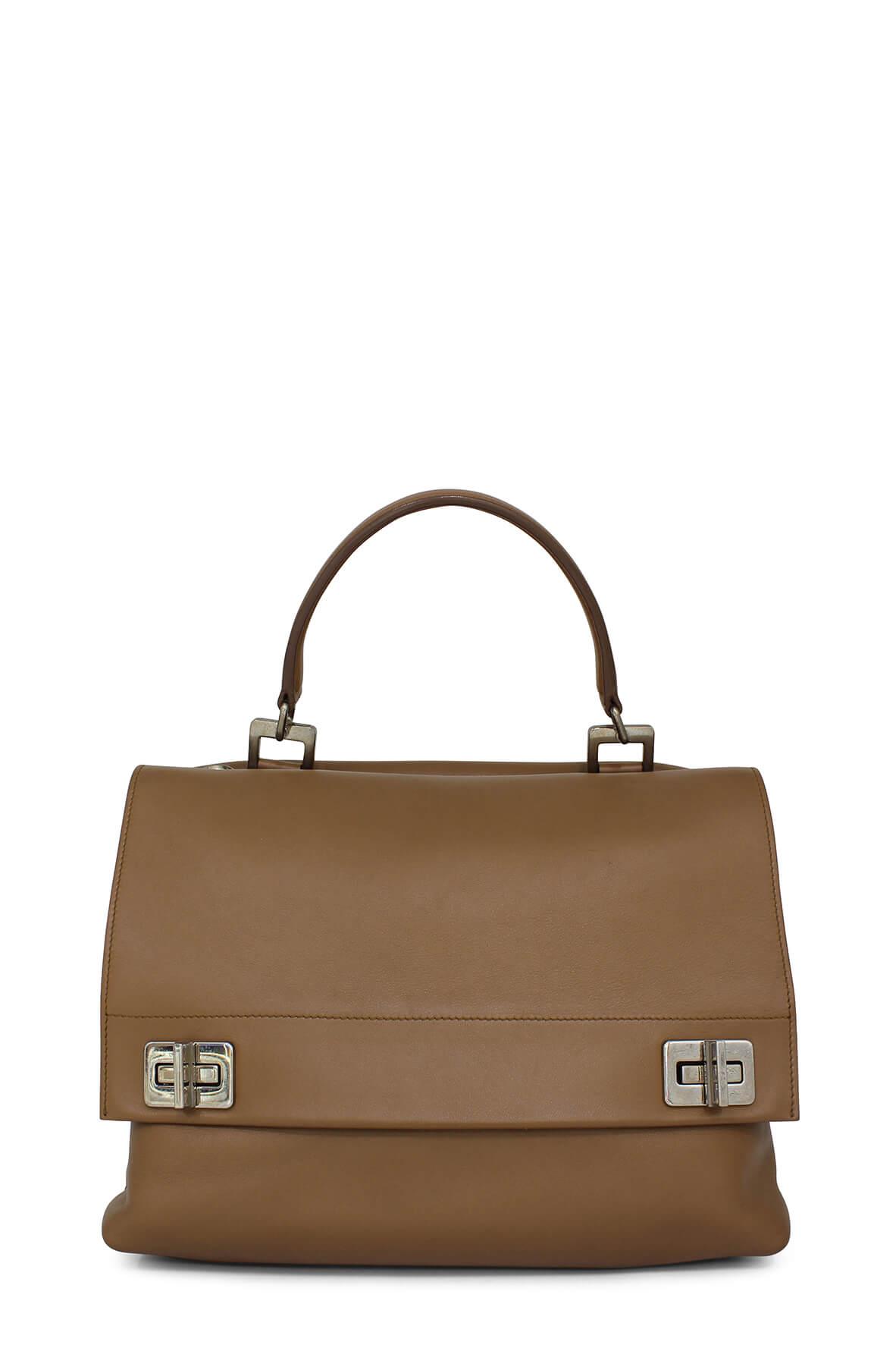 Vitello Lux Double Flap Satchel Brown