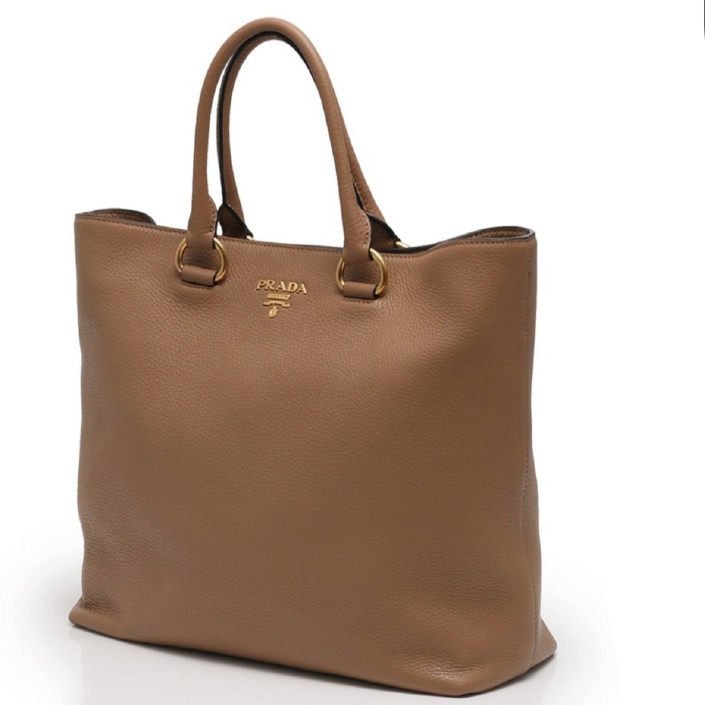 Prada Vitello Phenix Cognac Brown Shopping Tote Bag