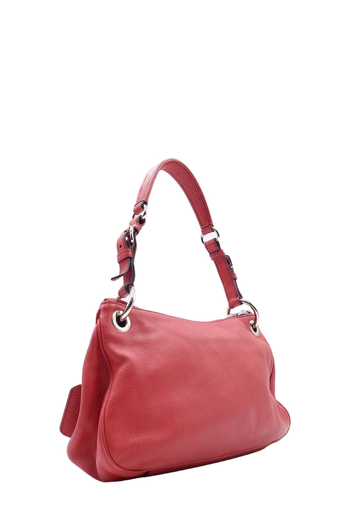 Vitello Phenix Leather Small Shoulder Bag Rosso