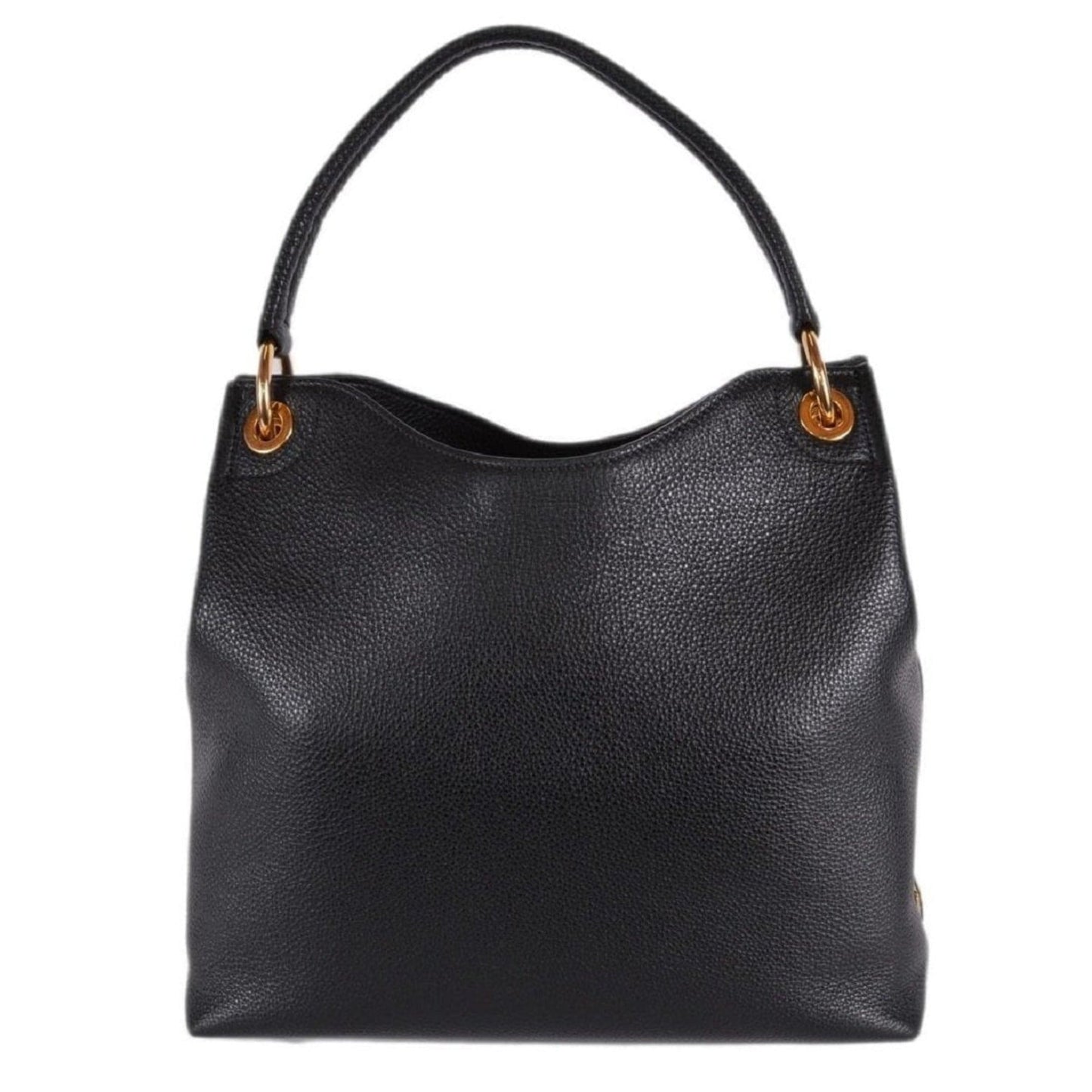 Prada Vitello Phenix Black Leather Embossed Logo Hobo Tote Bag