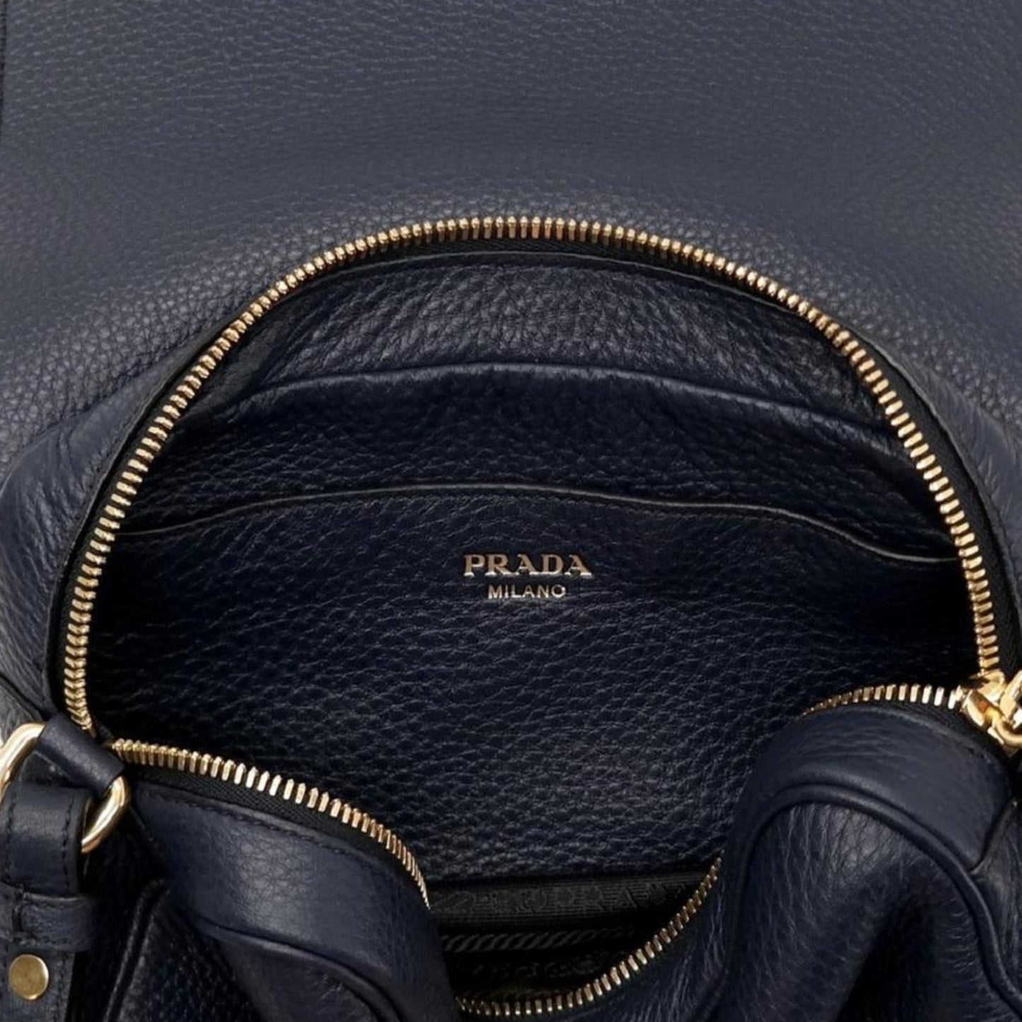 Prada Vitello Phenix Baltico Blue Leather Flap Medium Crossbody Bag