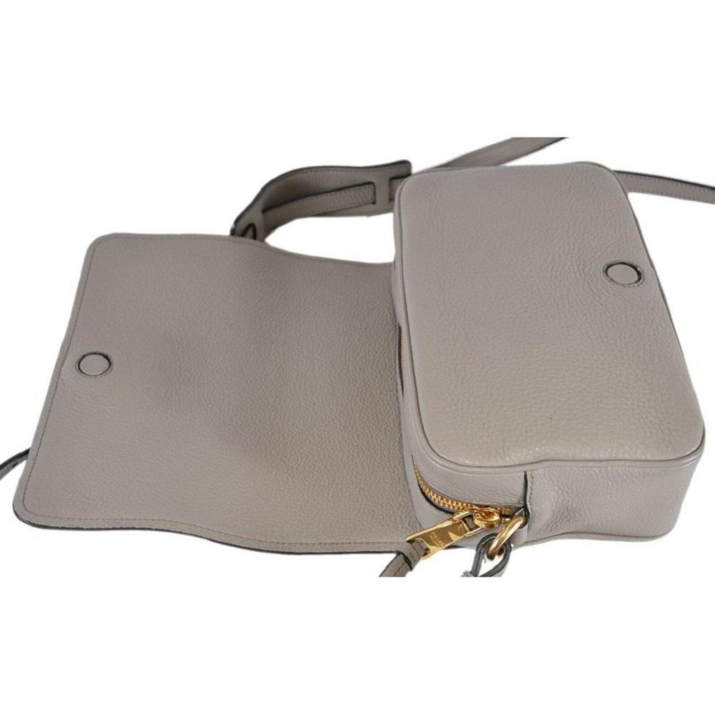 Prada Vitello Phenix Argilla Grey Leather Flap Crossbody Bag