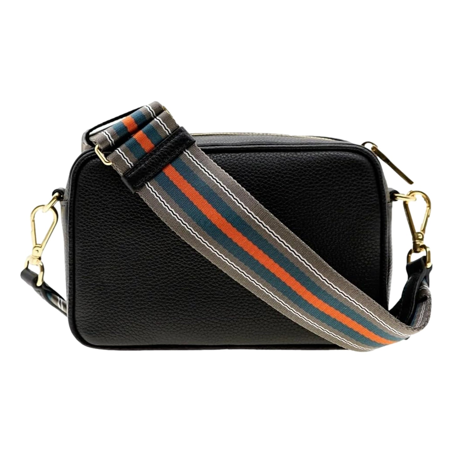 Prada Milano Black Leather Crossbody Bag Web Stripe Strap