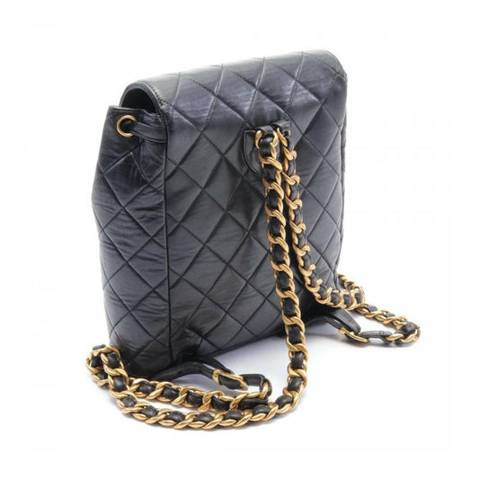 Chanel Matelasse Backpack Rucksack Leather Black Gold Hardware