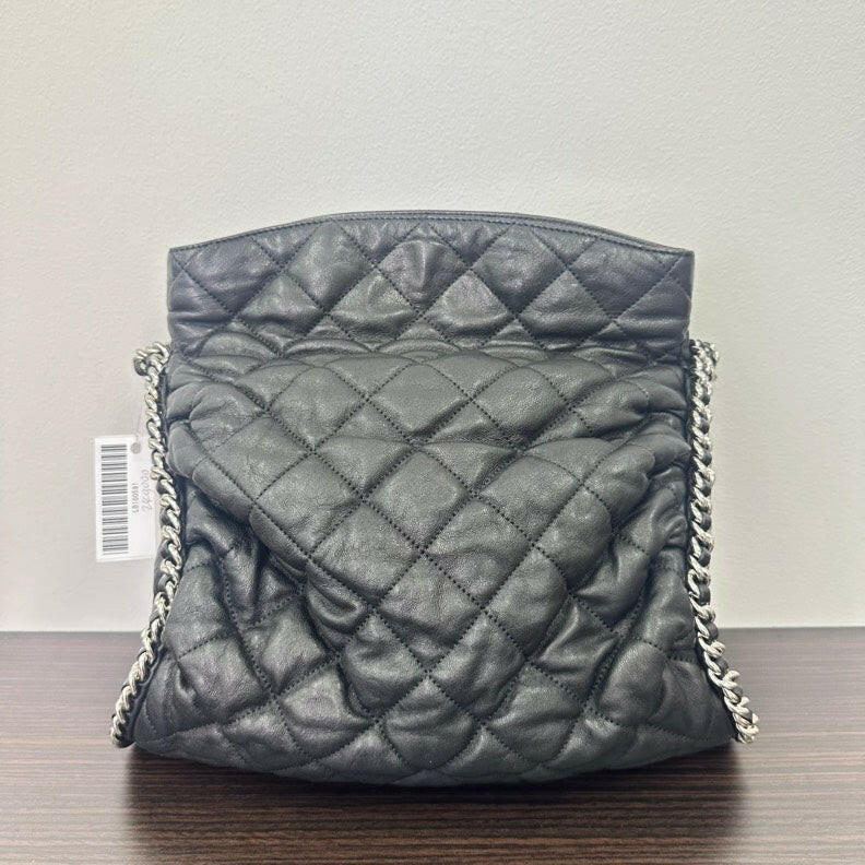 Chanel Black Leather Chain Shoulder Bag - Classic Quilted Medium Size Handbag