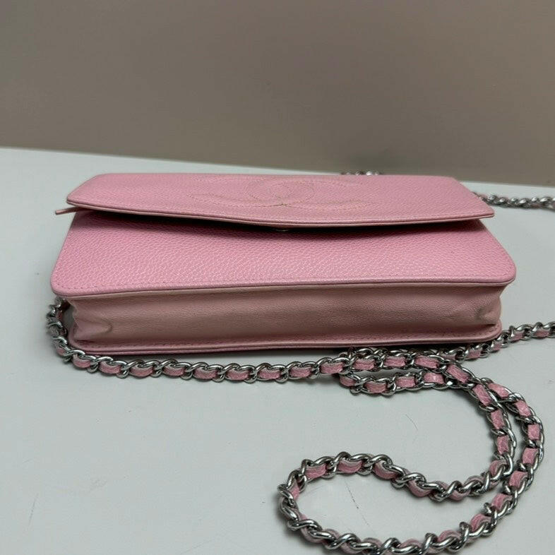 Chanel Caviar Leather Wallet on Chain Pink Medium Handbag