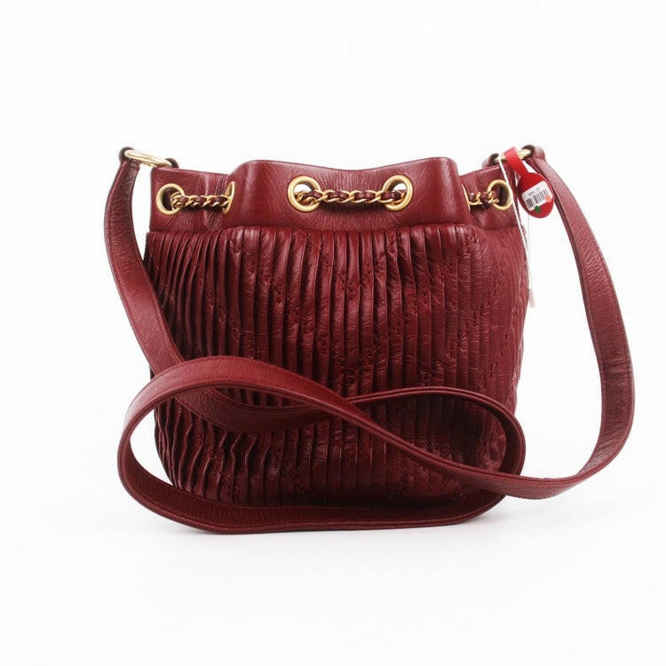 Chanel 18C Burgundy Bucket Lambskin Bag, Medium - 2017